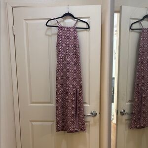 Mahina Purple and White Halter Sundress Maxi